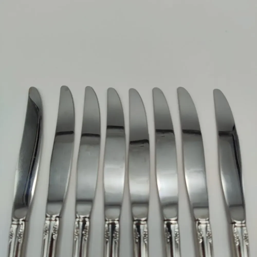 8X BK Oneida Wm Rogers Mansfield Amadeus Butter Dinner Knives Stainless Steel
